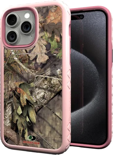 Vista 45 de cellhelmet Mossy Oak Agua Yellowfin Funda de doble capa en morado lila diseñada para iPhone 13 Pro Max a prueba de golpes y caídas, duradera