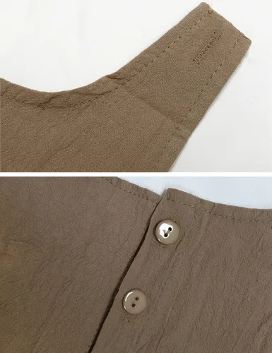 Vista 39 de Yeokou overol casual de verano de lino y algodón para mujer