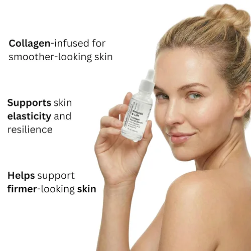 Vista 2 de Global Beauty Care Smooth & Lift - Suero facial de colágeno hidratante para apoyar la piel de aspecto firme con péptidos, ácido hialurónico
