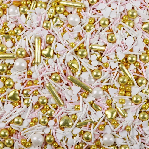 Vista 5 de Gránulos de corazones para decoración de cupcakes, Día de San Valentín, 4 onzas para decoración de galletas con gránulos rosados elegantes