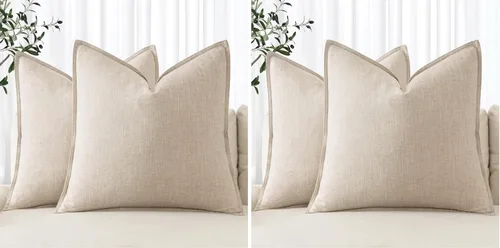 Vista 43 de MIULEE - Juego de 2 fundas de almohada decorativas de lino, estilo bohemio, rústico, neutral, para sofá, cama, 16 x 16 pulgadas, color marrón