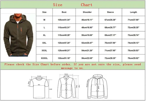 Vista 6 de Holzkary Sudadera con capucha y bolsillo con cremallera completa para hombre, sudadera de manga larga sólida