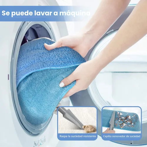 Vista 6 de Sistema de limpieza profesional de piso de microfibra de 18 pulgadas, trapeador plano con mango de acero inoxidable, 4 almohadillas lavables
