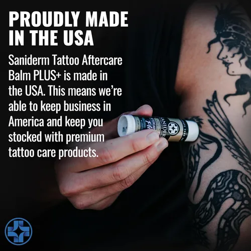 Vista 7 de Saniderm Tattoo Aftercare Balm PLUS+ – Pequeño (0.6 oz) – Sin petróleo, hidratante orgánico para tatuajes infundido con plata coloidal, aceite