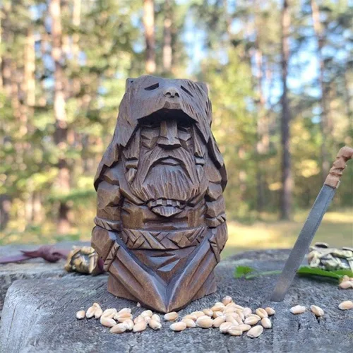 Vista 3 de Estatuas de dioses nórdicos – Estatua de Odin Thor Tyr Ulfhednar, figuras de mitología vikinga nórdica, adornos paganos nórdicos para decoración