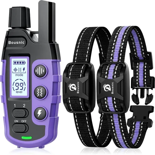 Vista 9 de Bousnic Collar de entrenamiento con choque para perros, para 2 perros (2.3-54.4 kg) - Collar de entrenamiento impermeable de 1005 m (3300 pies)
