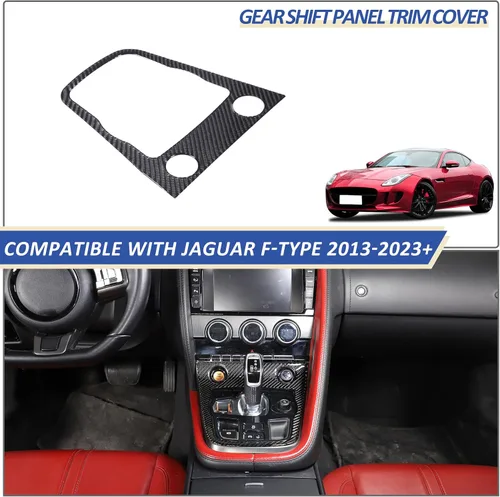 Vista 5 de Daeiclru Cubierta de fibra de carbono real para el panel de cambios del interior del automóvil, compatible con Jaguar F-TYPE 2013-2022, accesorios