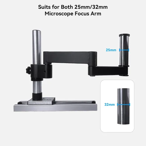 Vista 6 de Soporte articulado para microscopio, riel deslizante de brazo giratorio, base de riel resistente para banco de trabajo de escritorio, cámara