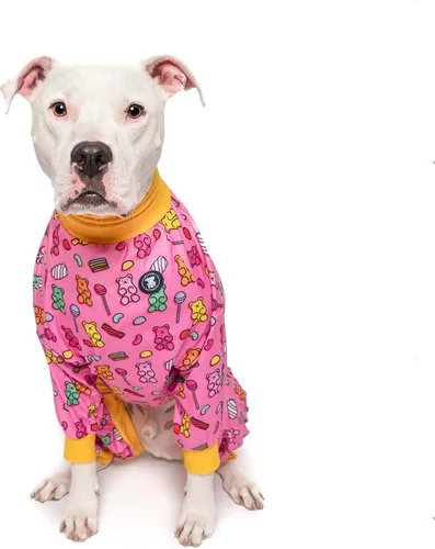 Vista 12 de Pittie Clothing Pijamas para Perro Pit Bull – Mameluco para Perro de Cobertura Completa, Ropa de Pijama Suave para Razas Medianas, Grandes, XL y XXL