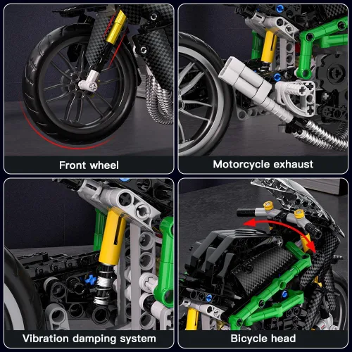 Vista 4 de Conjuntos de construcción de kits de modelo de motocicleta Mould King, kit de construcción de modelo de bicicleta 23002, juguetes de construcción
