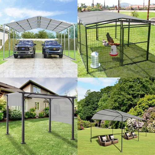 Vista 2 de Windscreen4less Toldo parasol rectangular de 6 x 12 pies con ojales, para exteriores, patio, jardín, patio trasero, gris claro