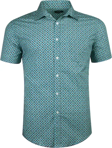 Vista 23 de Camisa de vestir de manga corta para hombre, ajuste regular, con botones, casual, con estampado único Grandes estrellas de la marina