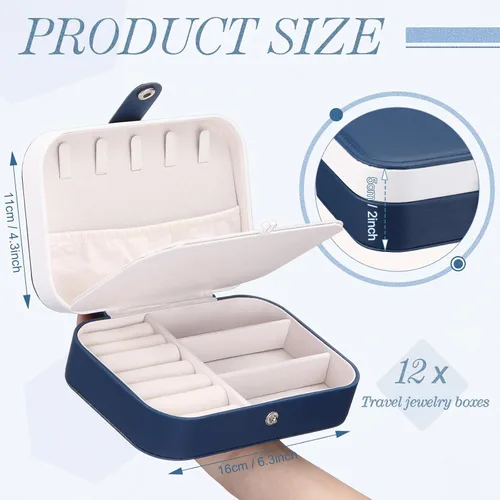 Vista 2 de Kigeli Joyero de viaje de piel sintética, pequeño joyero portátil para dama de honor, caja de regalo de doble capa, organizador de joyas de viaje