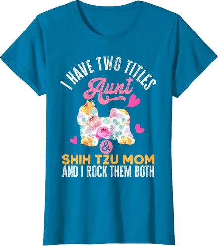 Vista 40 de I Have Two Titles Aunt and Shih Tzu Mom Camiseta divertida para perro, Negro