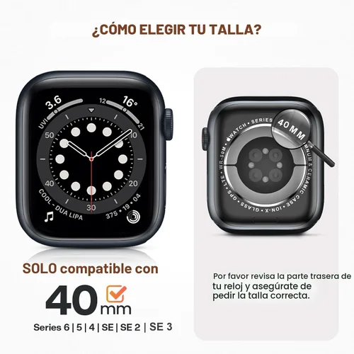 Vista 2 de Goton Funda de 40 mm impermeable con brillo para Apple Watch, protector de pantalla SE 3/2/1, Serie 6/5/4 de 40 mm, parachoques frontal de PC