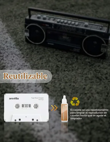 Vista 5 de Arsvita Audio - Limpiador de cabezal de casete con 1 solución limpiadora