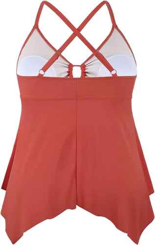 Vista 3 de Firpearl - Traje de baño tipo tankini, holgado, para mujer, con espalda cruzada, talla extra-grande.