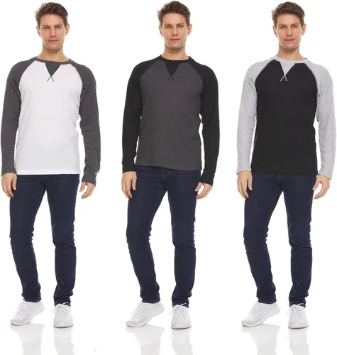 Vista 21 de DARESAY Paquete de 3: camiseta térmica de manga larga para hombre, camisetas de manga larga Henley & Crew para hombre, camisetas de manga larga