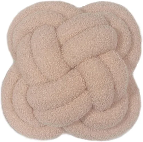 Vista 38 de Cyprinus Carpio Almohada creativa con nudo de bola de rosa, cojín de flor para sofá, almohada lumbar, decoración (rosa-C)
