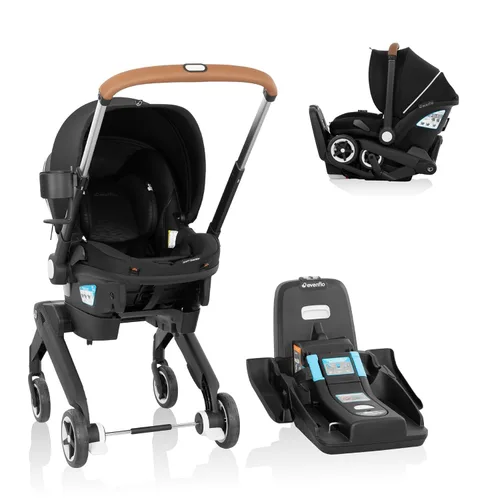 Vista 13 de Evenflo GOLD Shyft DualRide Silla de coche y cochecito para bebé Combo con almacenamiento de equipaje (Gris Luna de Miel)