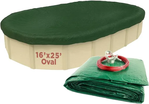Vista 21 de Buffalo Blizzard Ripstopper - Cubierta redonda de invierno para piscina de 12 pies, cubierta verde resistente para cerrar piscinas sobre el suelo
