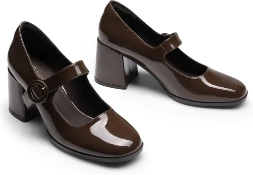 Vista 3 de DREAM PAIRS Tacones gruesos para mujer, tacones de bloque con punta cerrada, zapatos Mary Jane cómodos para vestir en la oficina o la iglesia