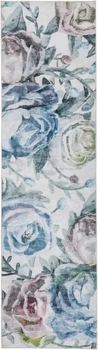Vista 8 de DECOMALL Alfombra de pasillo lavable a máquina con diseño de jazmín, alfombra de cocina moderna y colorida con flores, alfombra antideslizante