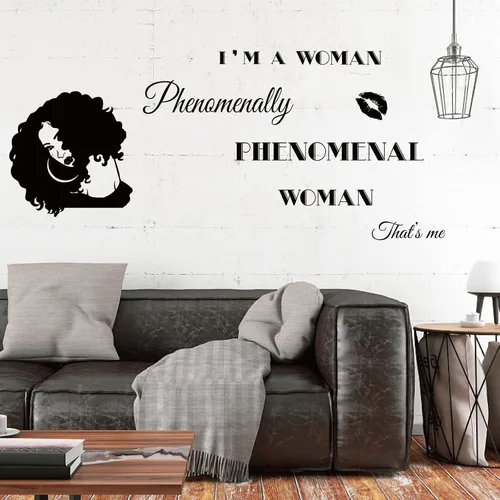 Vista 3 de SUPERDANT Calcomanía inspiradora para pared, con frase en inglés "I am a Phenomenal Woman Quotes Woman Avatar", diseño de motivación para mujer