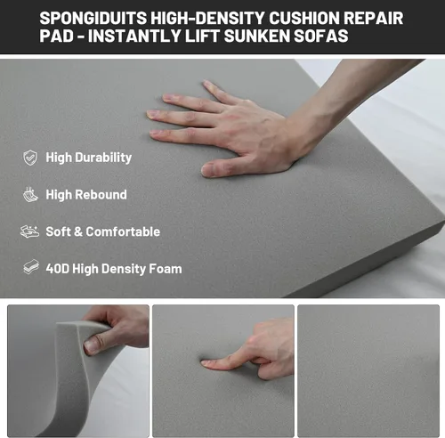 Vista 3 de Soporte de cojín de sofá para asiento caído, 20 x 20 pulgadas, tablero de soporte de cojín de espuma curvada de alta densidad, soporte de sofá