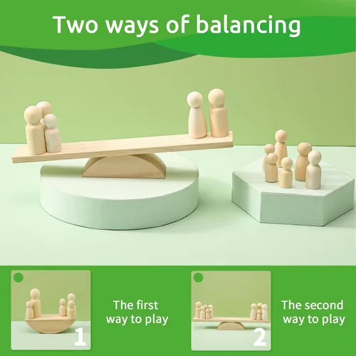 Vista 4 de Juguetes de madera para bebés, juguetes de conteo de equilibrio, juegos de matemáticas, muñecas de madera sin terminar, aprendizaje preescolar