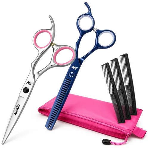Vista 11 de JW Professional Shears & Thinner Combo Razor Edge Serie CRX – Tijeras de corte de pelo y peluquería de acero inoxidable premium