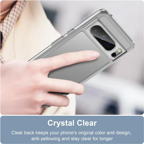 Vista 6 de Diseño para Google Pixel 8 Pro, funda ultradelgada que no se pone amarillenta, transparente a prueba de golpes con cubierta protectora rígida