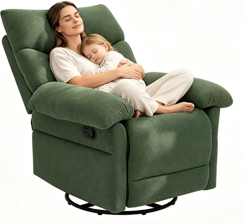 Vista 17 de Mecedora para cuarto de bebé, reclinable manual giratorio Pana beige