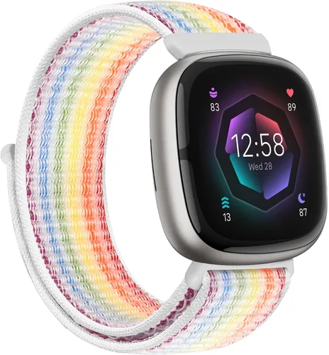 Vista 26 de Correas de nailon compatibles con Fitbit Versa 4/Sense 2/Versa 3/Fitbit Sense, correa de repuesto ajustable deportiva suave transpirable
