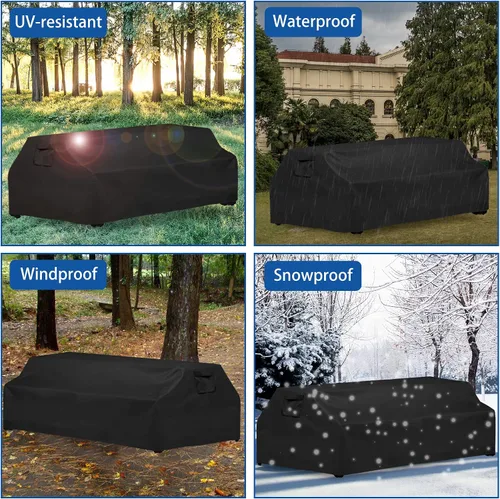 Vista 7 de WOMACO Funda de mesa de picnic impermeable, resistente de 96 pulgadas para patio al aire libre, cubierta de mesa y banco para invierno, resistente
