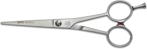 Vista 5 de Mars Professional - Tijeras ergonómicas de acero inoxidable con gancho para dedos, microserradas, 7 pulgadas de longitud