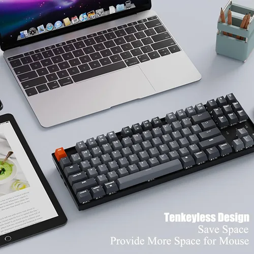 Vista 3 de Keychron Teclado mecánico K8 Tenkeyless inalámbricocableado teclado de computadora Bluetooth multitarea intercambiable en caliente