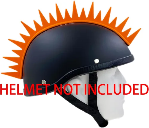 Vista 4 de Punk Mohawk Warhawk - Accesorio de peluca de goma para esquí, patinaje, bicicleta, motocicleta, scooter, casco de motocicleta (Zigzag - naranja neón)