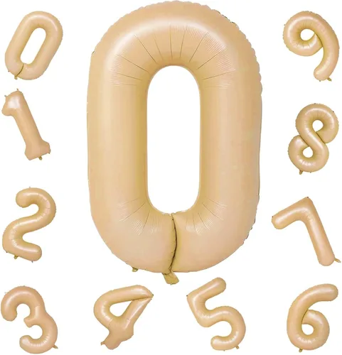 Vista 253 de Globo negro del número 0 para niñas y niños, 40 pulgadas, grande, número 0-9, de papel de aluminio, de Mylar para helio, juego de globos digitales