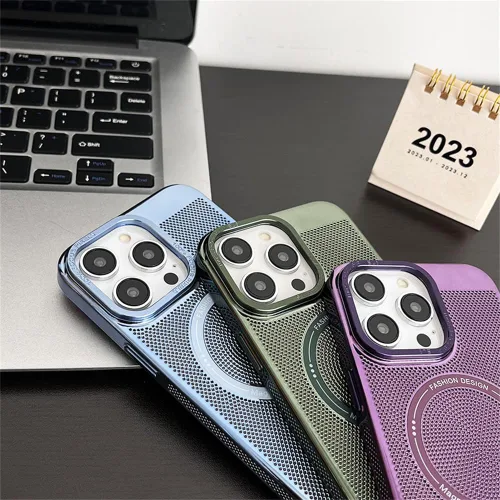 Vista 7 de Funda magnética de disipación de calor para iPhone 14 Pro Max compatible con Magsafe delgada y dura carga inalámbrica galvanizada