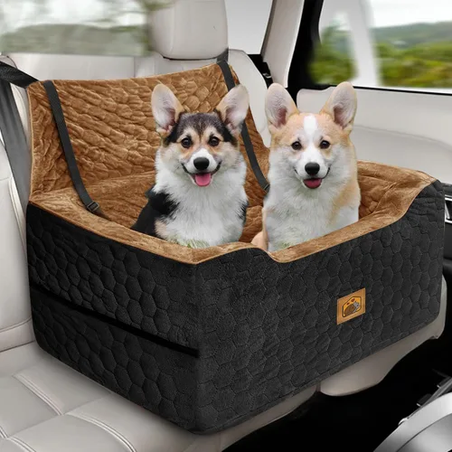 Vista 15 de Asiento de automóvil para perros pequeños/medianos, asiento elevador de perro de espuma viscoelástica, seguridad de viaje con funda extraíble