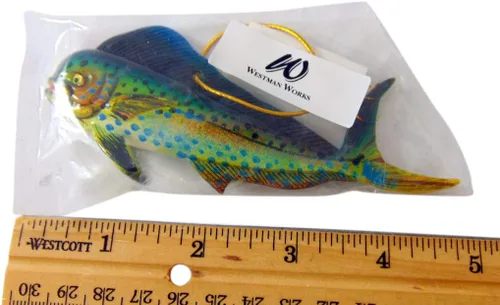 Vista 2 de Mahi Mahi - Adorno realista de pez dorado para árbol de Navidad, 4 pulgadas Dolphinfish, diseño de PVC duradero, gran regalo para entusiastas