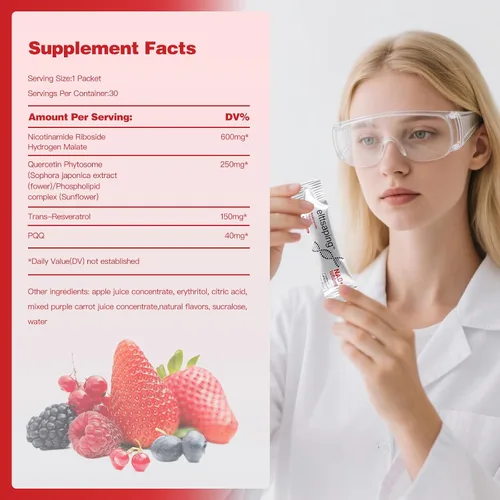 Vista 2 de Suplemento líquido NAD de 1000 mg, suplemento líquido NAD+ con ribósido de nicotinamida, resveratrol y PQQ, suplementos NAD+ para hombres y mujeres