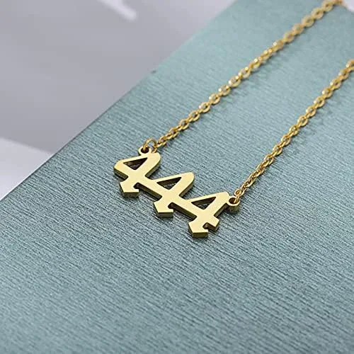 Vista 2 de LOYJOY - Collar con número de ángel 111, 222, 333, 444, 555, 666, 777, 888, 999, collar con dije de diablo, gargantilla para mujeres y hombres