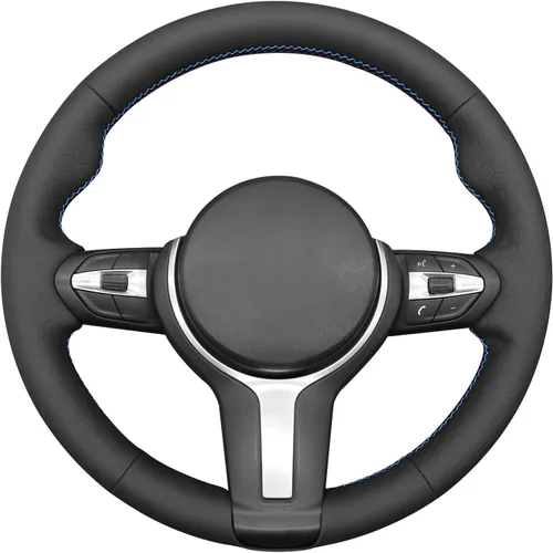 Vista 31 de MEWANT - Funda para volante de automóvil cosida a mano de Athsuede para BMW F87 M2 F80 M3 F82 M4 M5 F12 F13 M6 F85 X2 X5 M F86 X6 M F33 F30 M