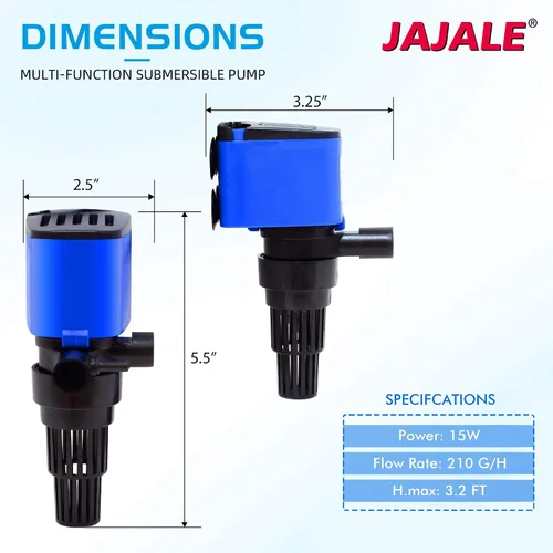 Vista 2 de Bomba sumergible Powerhead de 210 GPH - Bomba 3 en 1 para acuario con oxigenación, filtración y ciclismo de agua, elevación máxima de 3.3 pies, 15 W