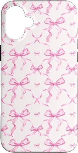 Vista 23 de Cintas y lazos estéticos rosas para iPhone 16 en estuche de acuarela