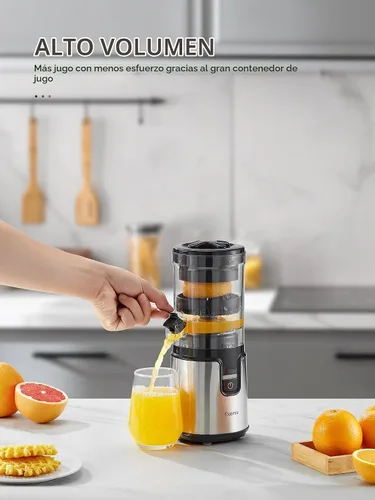 Vista 4 de Exprimidor eléctrico de cítricos, exprimidor de limón Reemix con cuerpo de acero inoxidable cepillado, operación totalmente automática con un solo