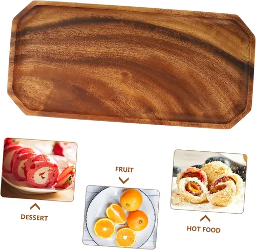 Vista 2 de Holibanna 3pcs Walnut octagonal plate jewelry storage plate jewelry dish tray jewelry tray cheese tray dresser tray dresser desk combo Jewelry