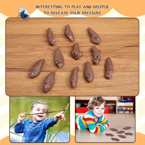 Vista 5 de Jerify 24 piezas divertidas y elásticas de hachinas para caca con dedo, adorno de goma, para broma, juguetes falsos para juegos voladores, recuerdos